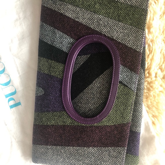 Pucci woven tweed fold over clutch